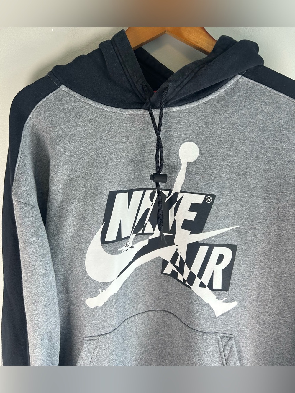 Nike Air Jordan Jumpman Men's Hoodie Sweater XL Gray & Black Drawstring Vintage - Picture 4 of 10